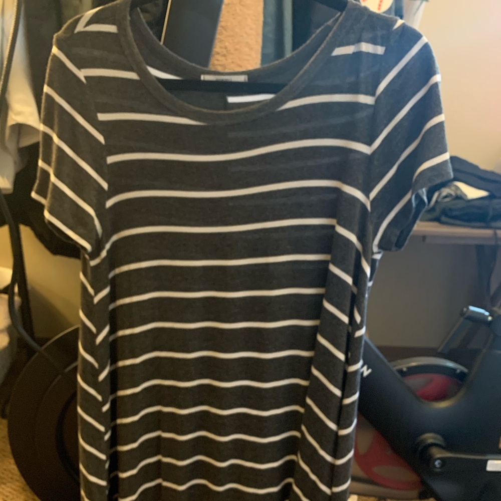 Gray and white stripped tshirt dress